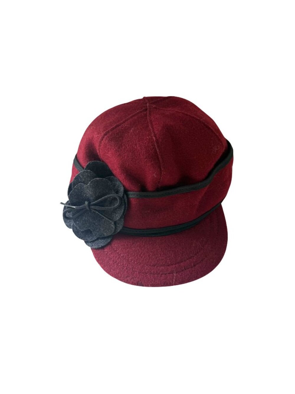 Stormy Kromer Women's Hat  Burgundy Flower Wool Blend Winter Warmth Vintage